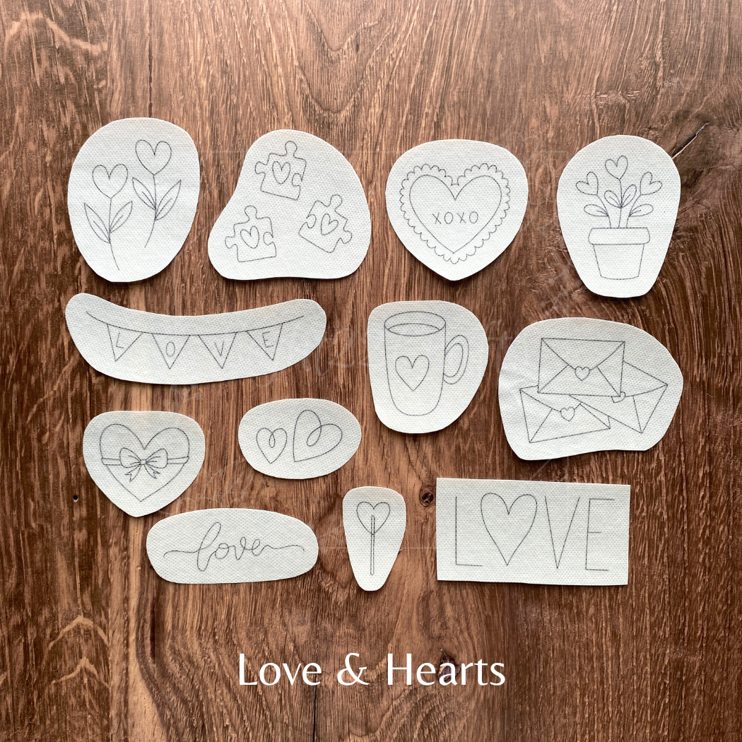 Valentines Stick and Stitch Embroidery Packs