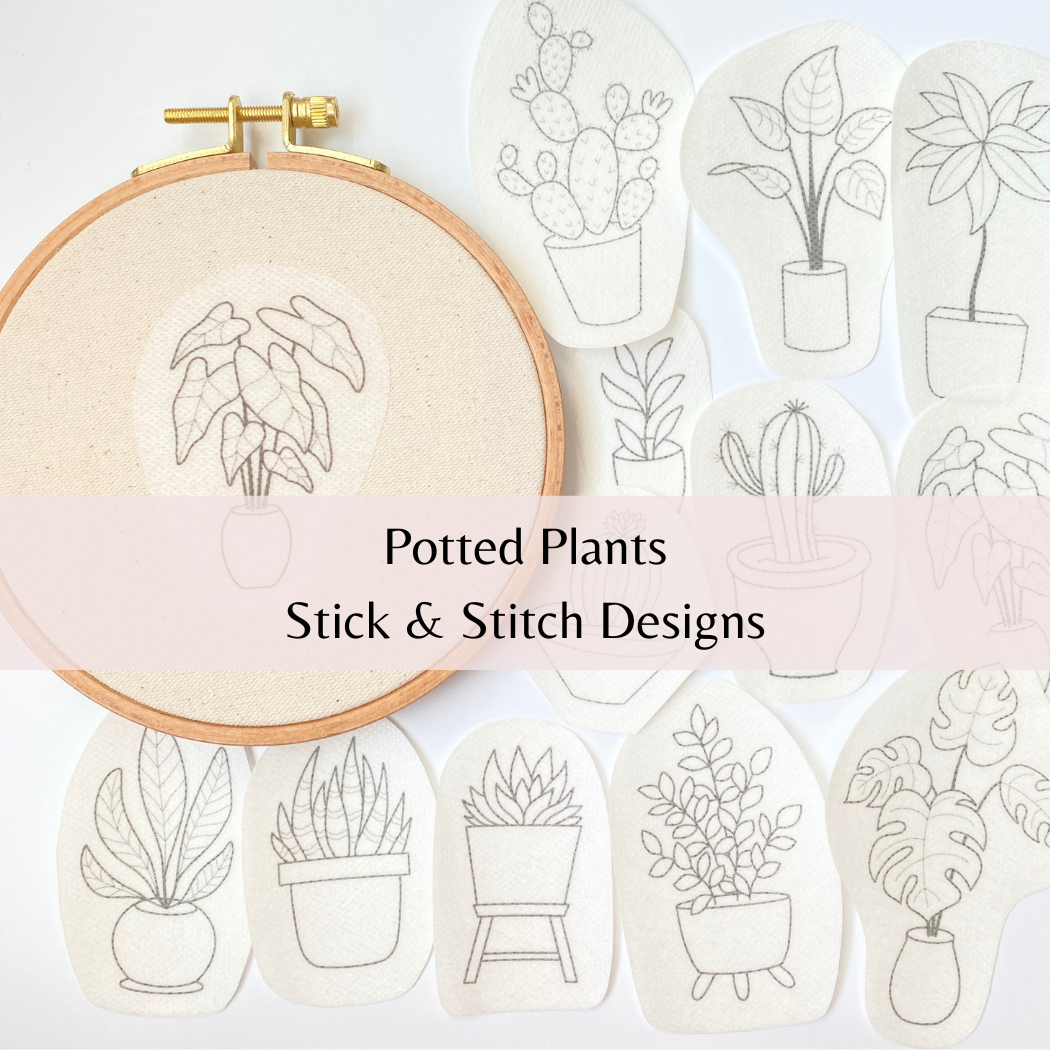 potted plant embroidery Potted Plants Stick and Stitch Embroidery Packs