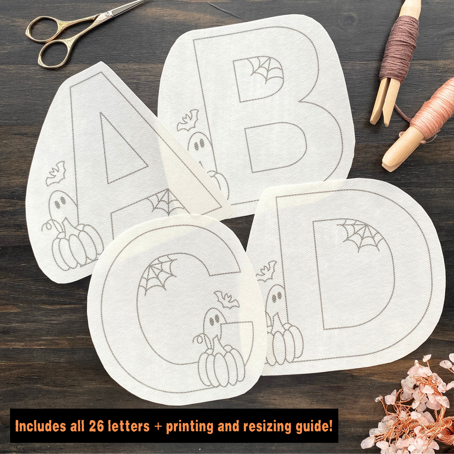Spooky Halloween Alphabet Stick and Stitch Digital Hand Embroidery Bundle
