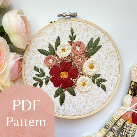 Autumn Blooms Step by Step Digital Embroidery Pattern