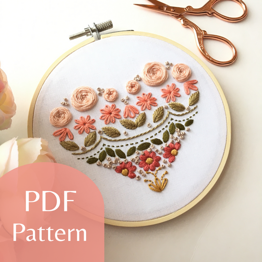 dreamy boho heart sampler embroidery pattern by Eight22Crafts