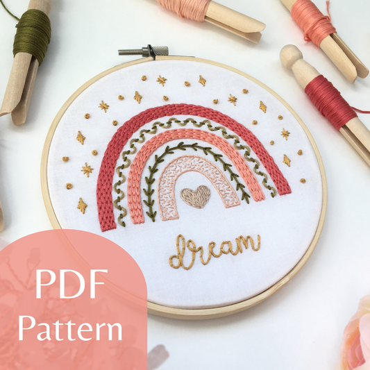 Dreamy Boho Rainbow Sampler Step by Step Digital Embroidery Pattern