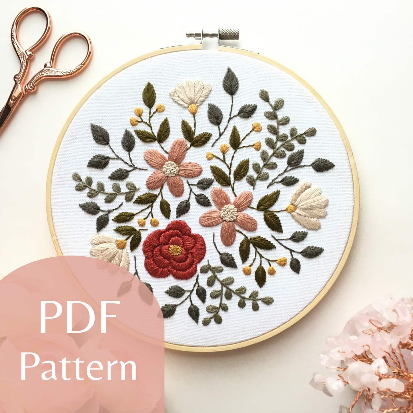 earthy botanicals embroidery pattern by Eight22Crafts