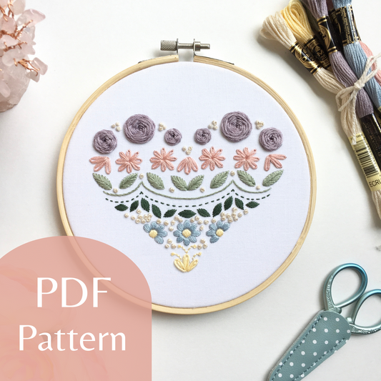 Enchanting Heart Sampler Step by Step Digital Embroidery Pattern