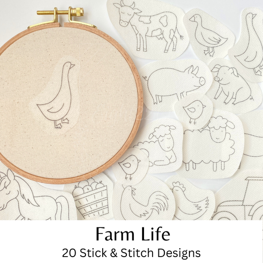 Farm Life Stick and Stitch Embroidery Packs