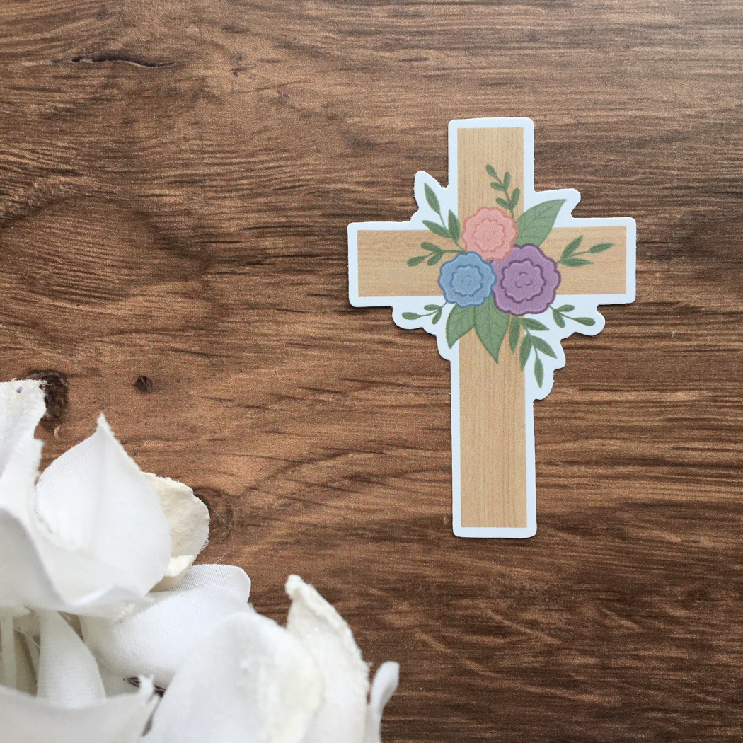 Floral Easter Cross Sticker