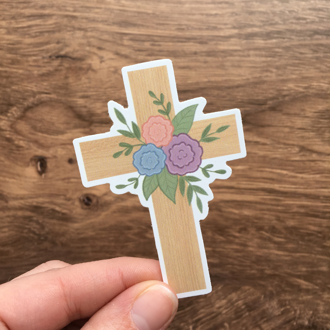 Floral Easter Cross Sticker