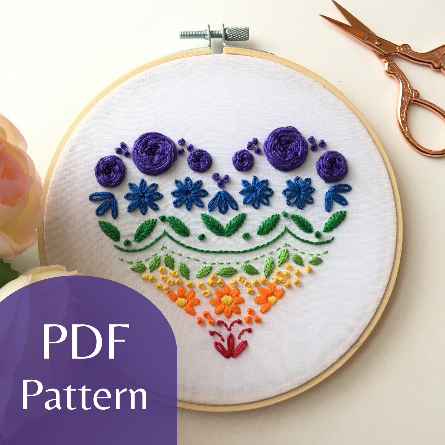 Heart Sampler Step by Step Digital Embroidery Pattern