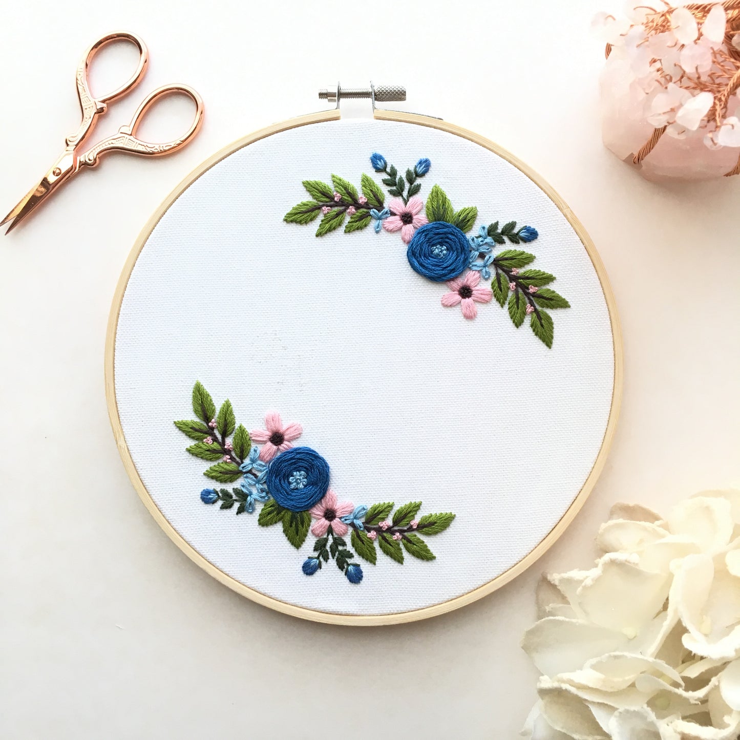 Spring Wreath Step by Step Digital Embroidery Pattern