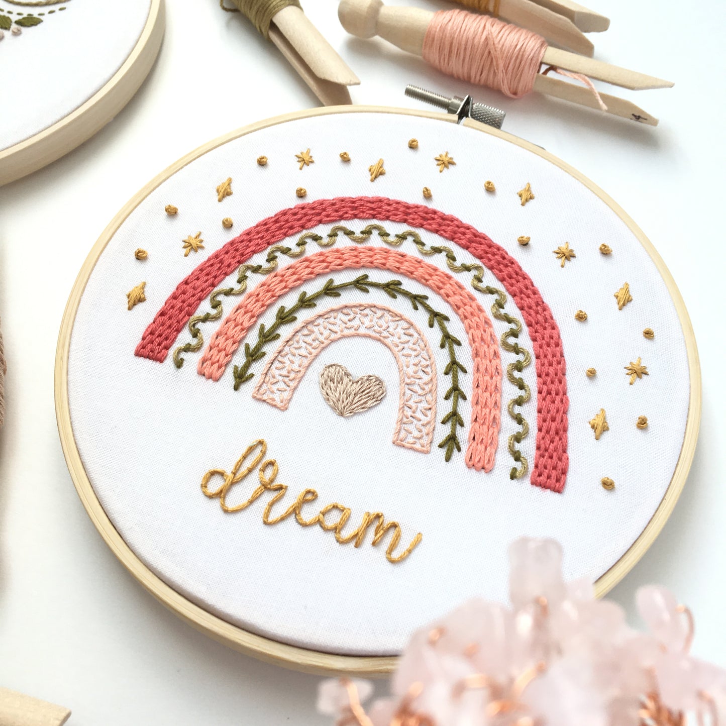 Dreamy Boho Rainbow Sampler Step by Step Digital Embroidery Pattern