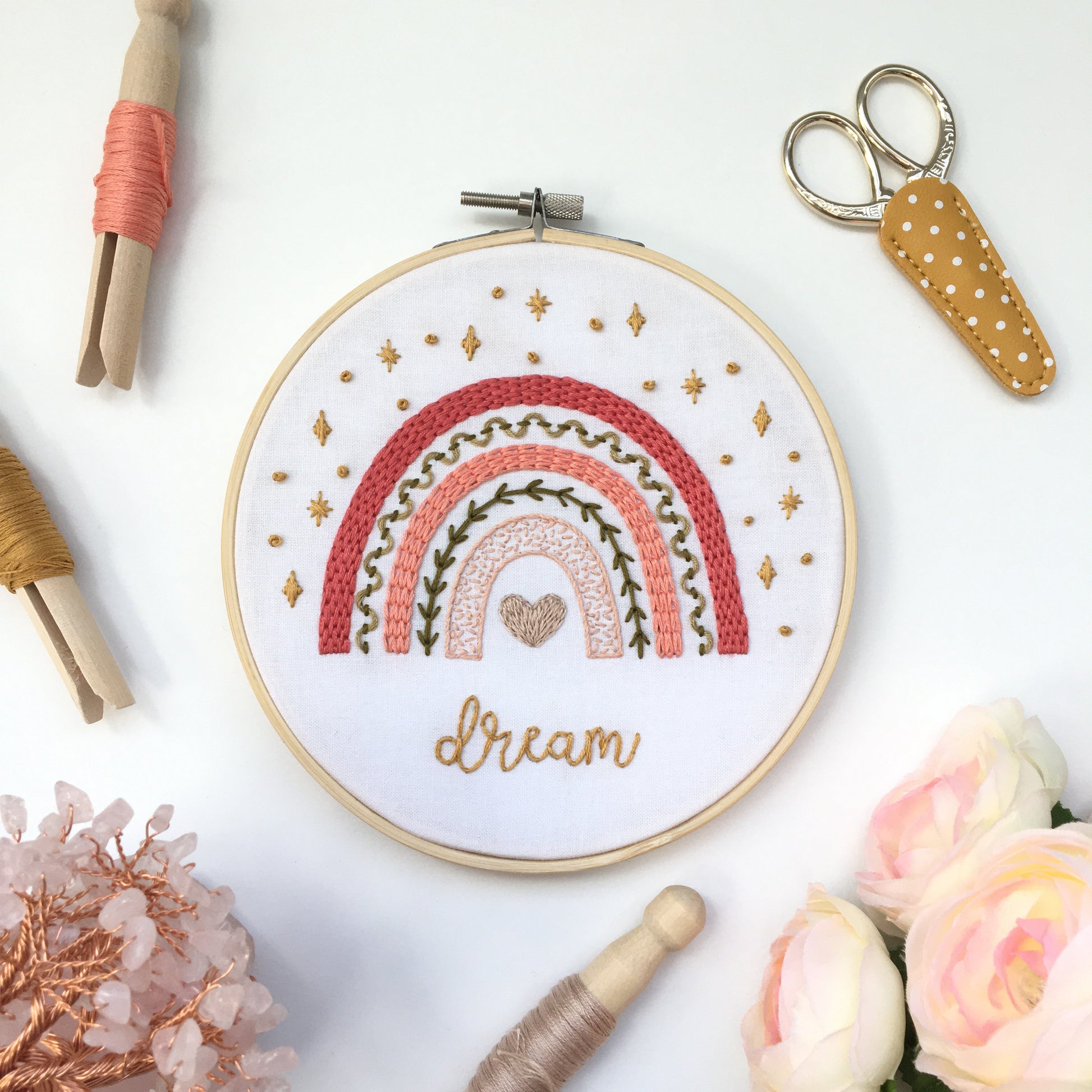 dreamy boho rainbow sampler embroidery kit by Eight22Crafts