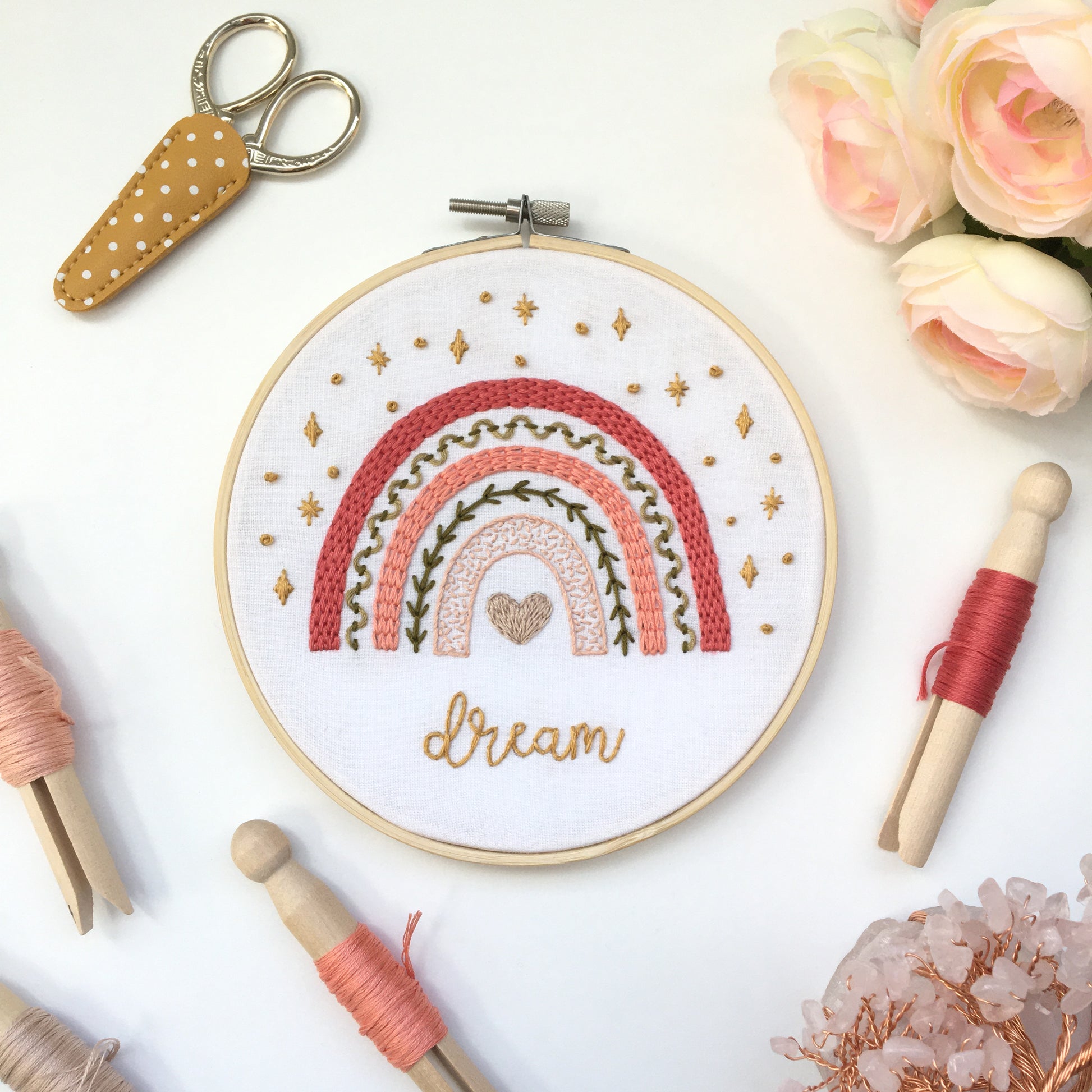 dreamy boho rainbow sampler embroidery kit by Eight22Crafts