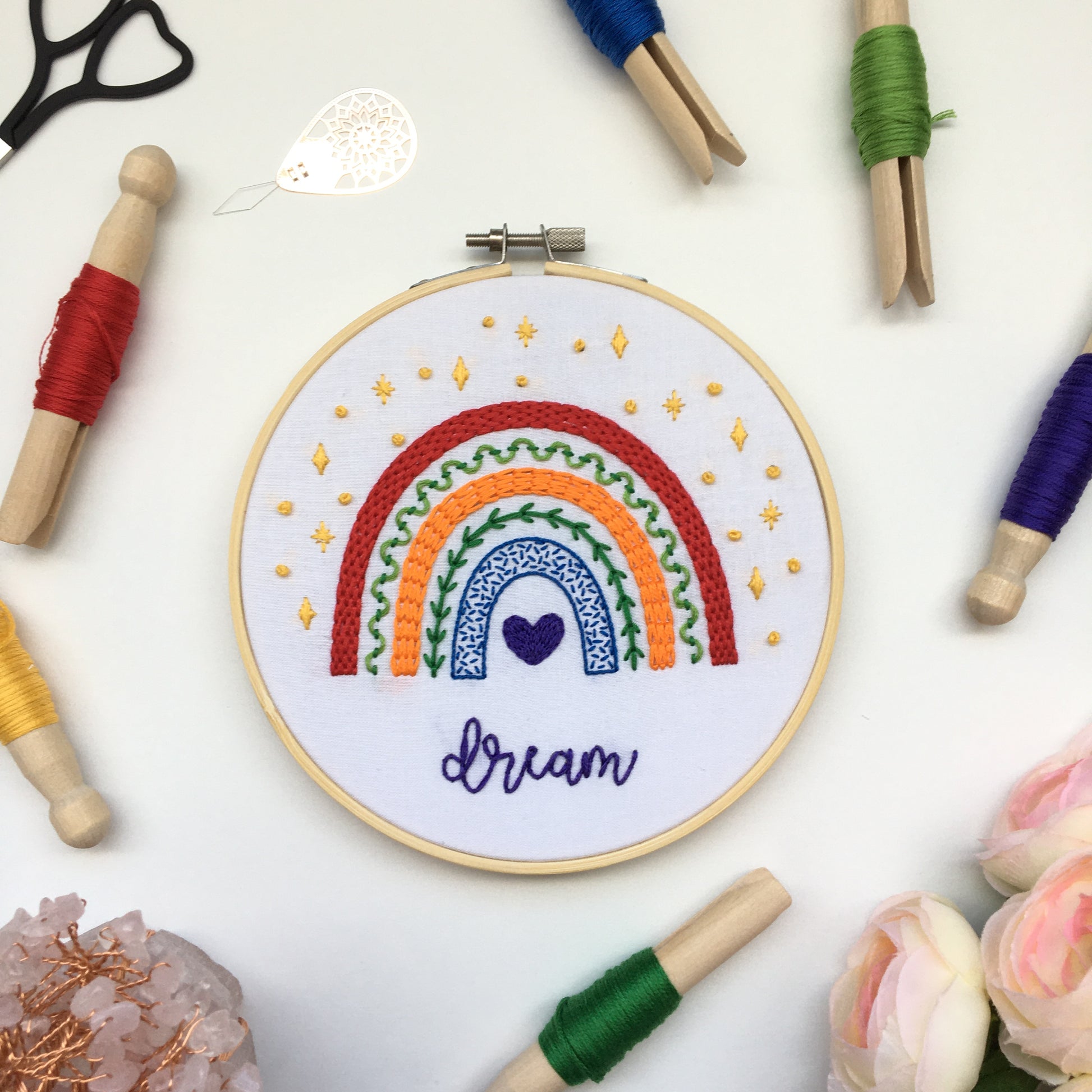 rainbow sampler embroidery design by Eight22Crafts