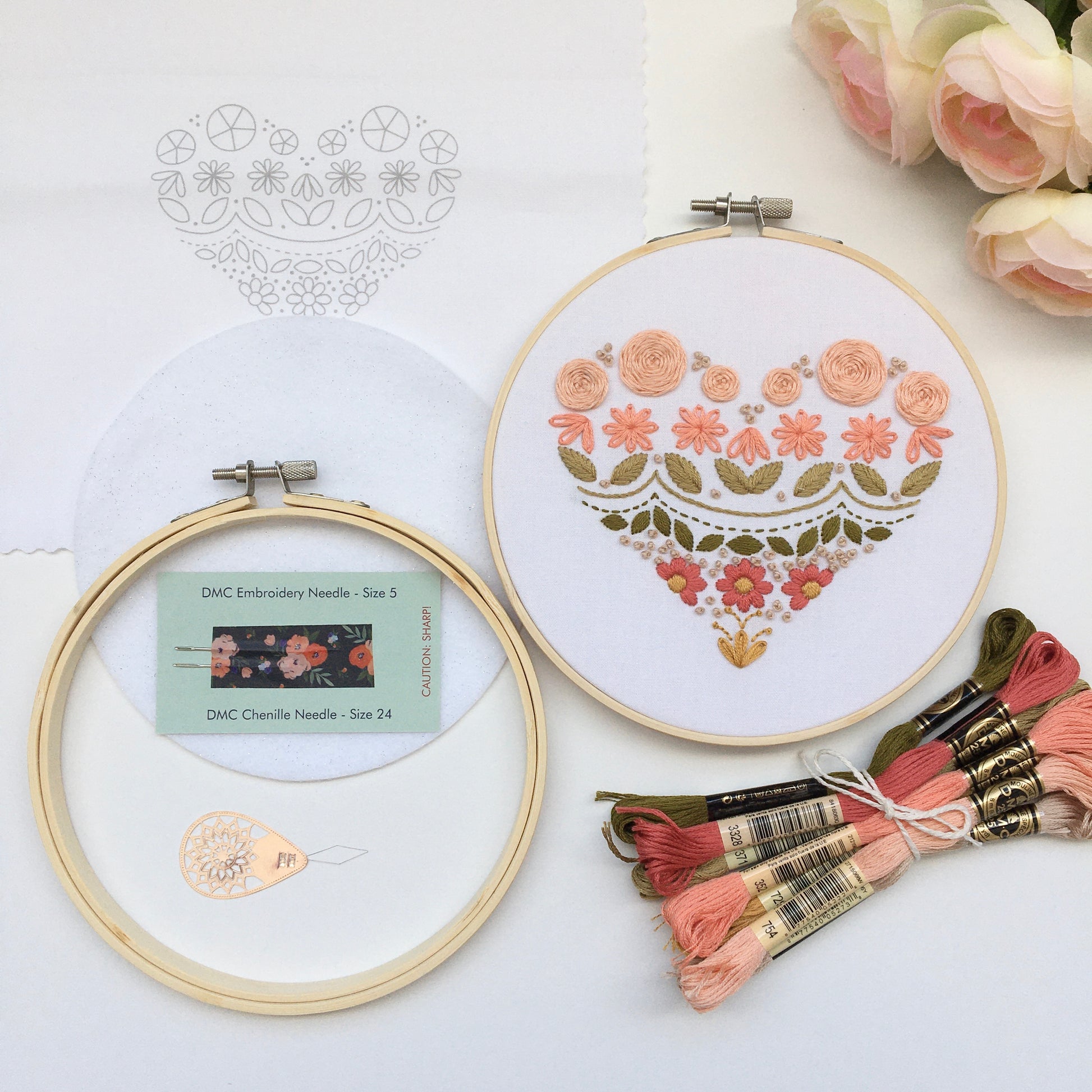 learn embroidery dreamy boho heart sampler kit supplies by Eight22Crafts