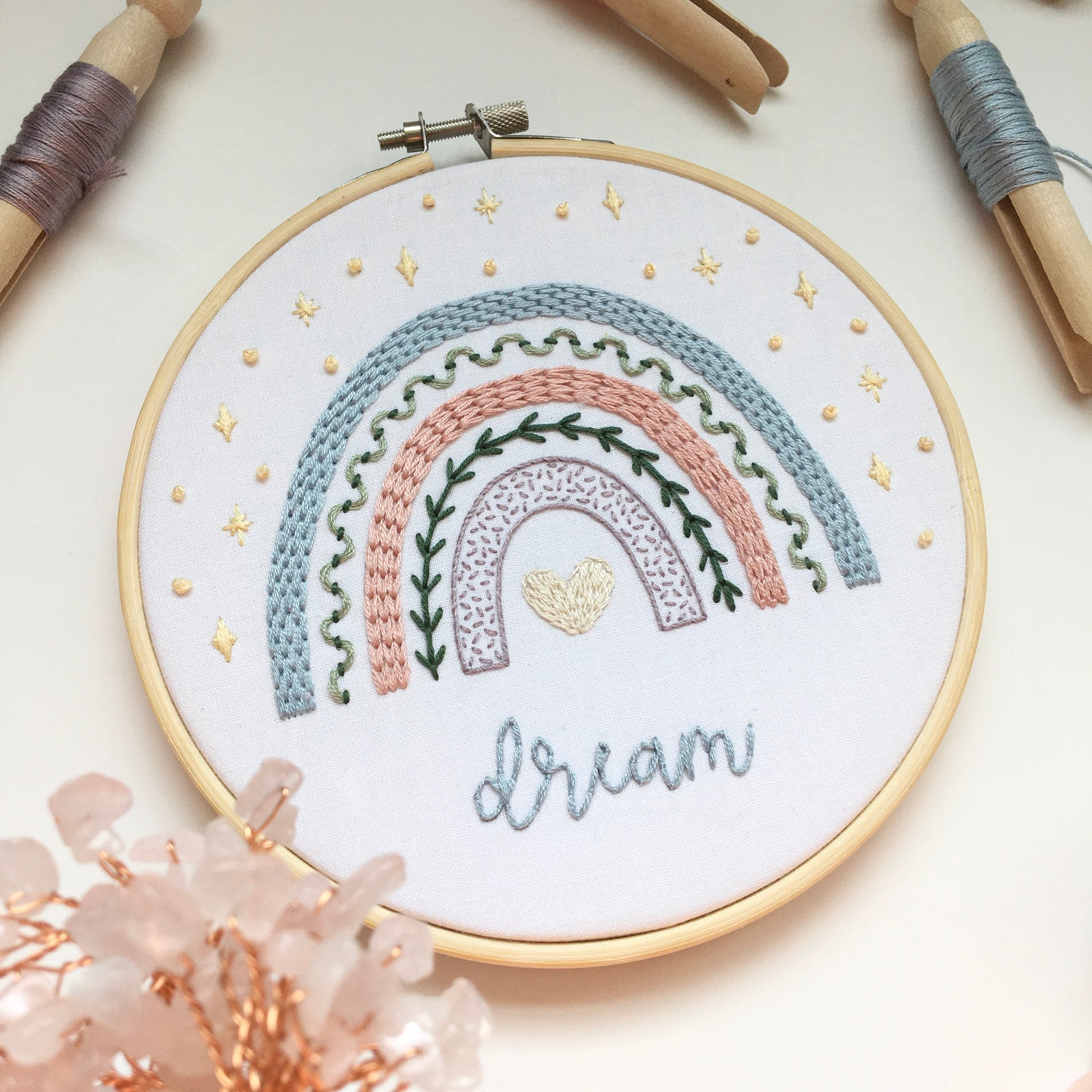 enchanting rainbow sampler embroidery kit by Eight22Crafts