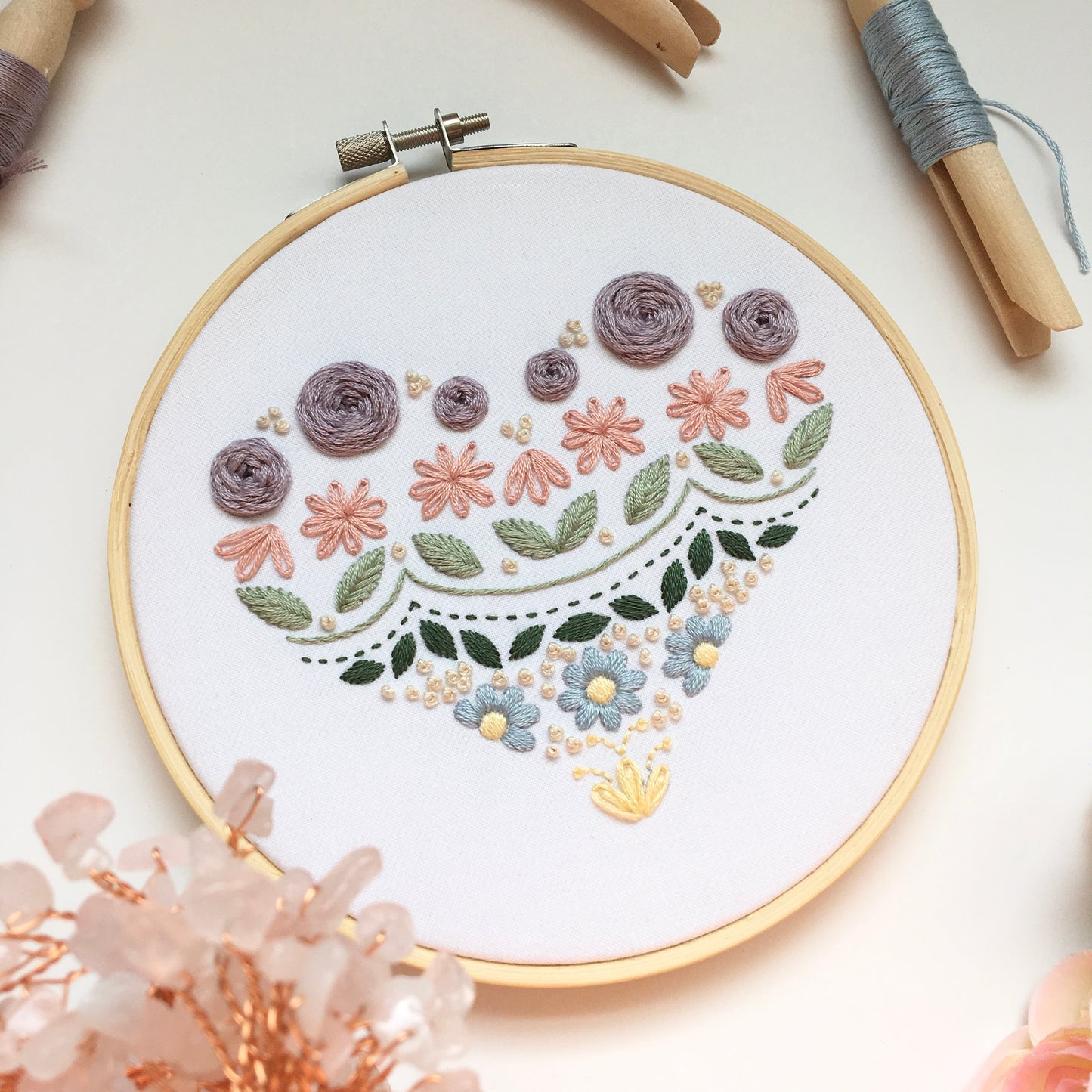 Enchanting Heart Sampler Step by Step Digital Embroidery Pattern