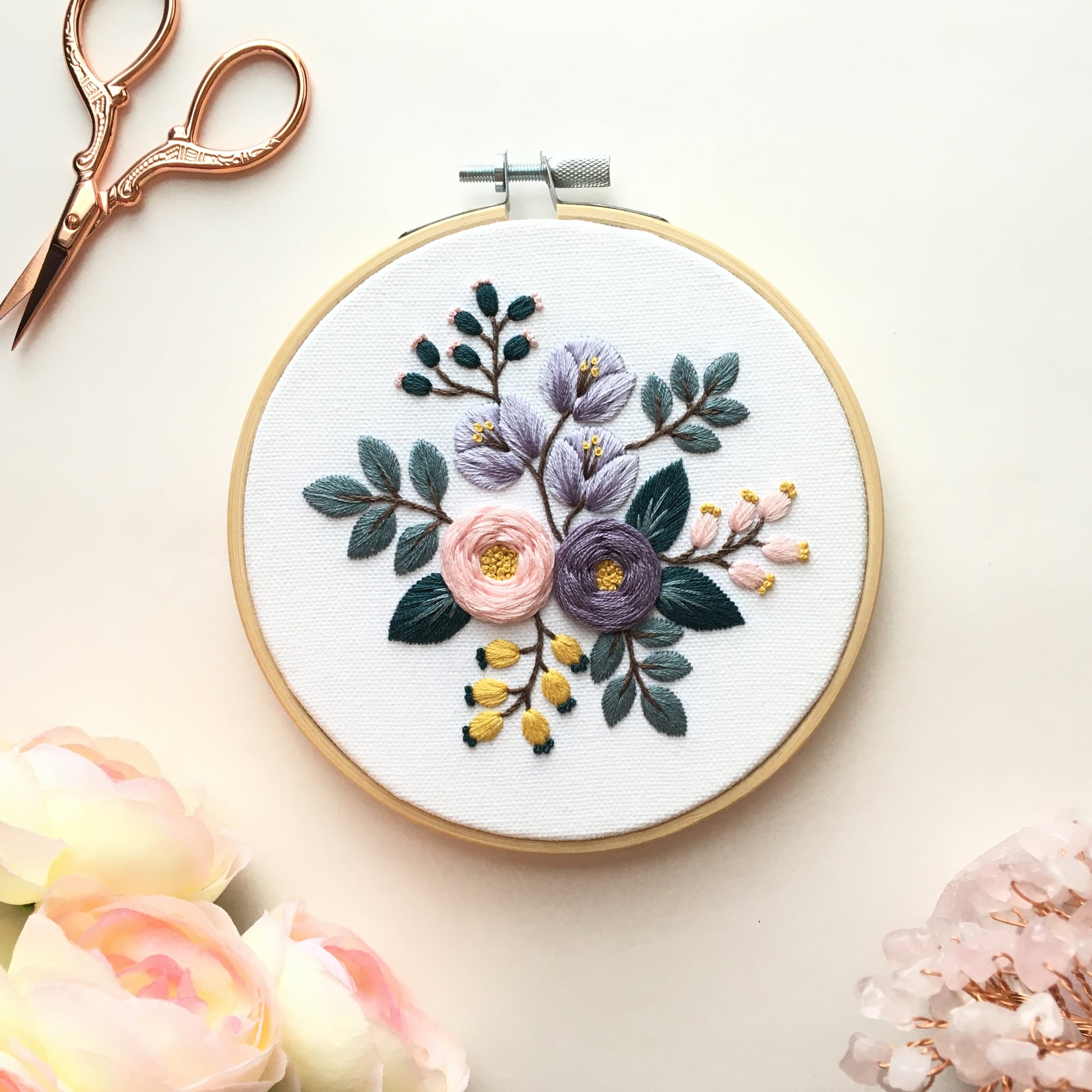 victorian bouquet embroidery kit by Eight22Crafts