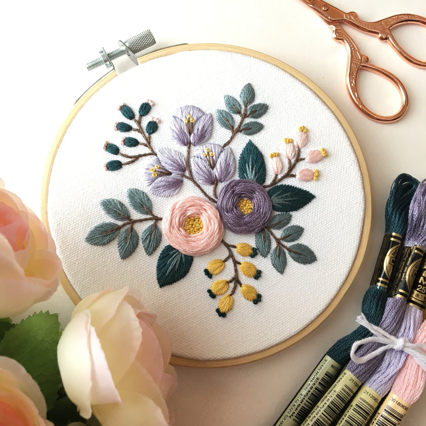 victorian bouquet embroidery kit by Eight22Crafts