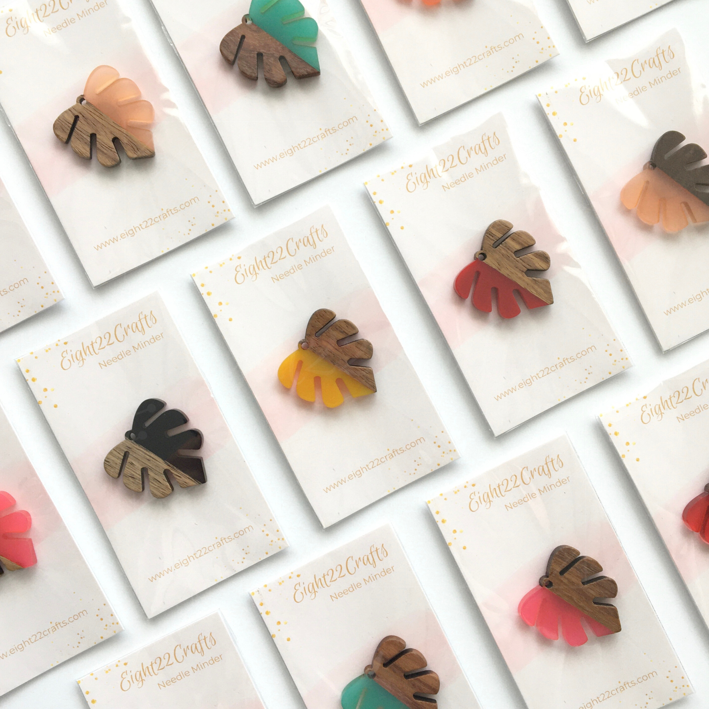 Monstera Leaf Needle Minder: Wood Resin Embroidery Cross Stitch Tool