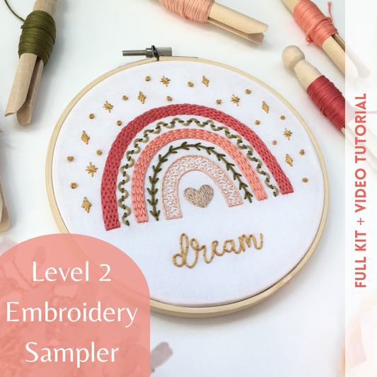 dreamy boho rainbow sampler embroidery kit by Eight22Crafts