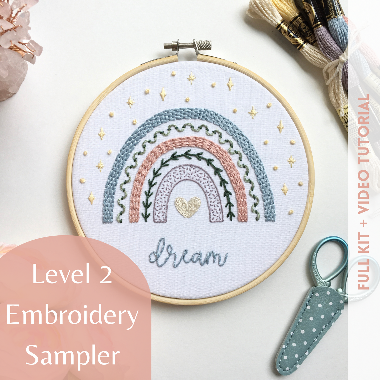 enchanting rainbow sampler embroidery kit by Eight22Crafts