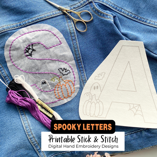 Spooky Halloween Alphabet Stick and Stitch Digital Hand Embroidery Bundle