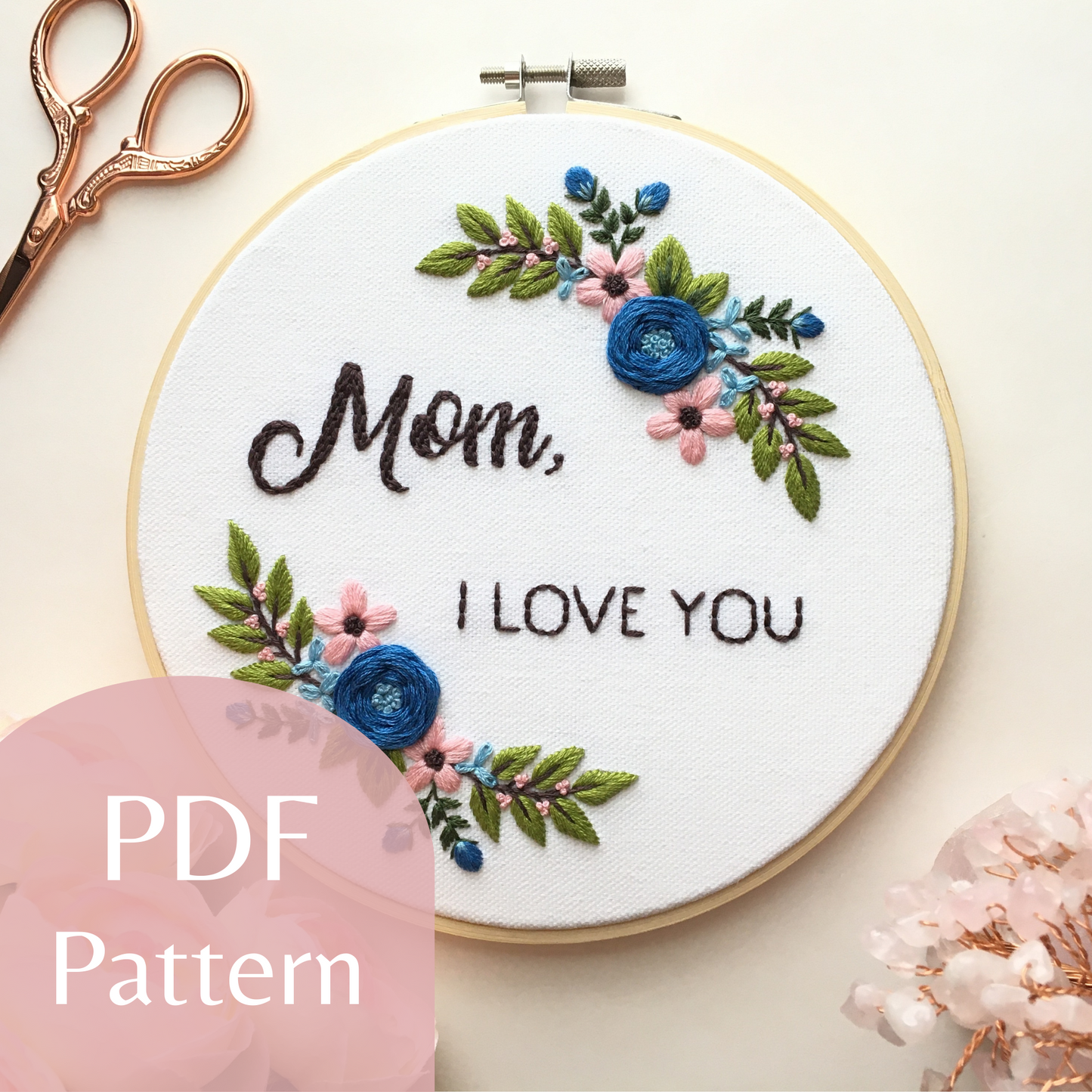 Spring Wreath Step by Step Digital Embroidery Pattern