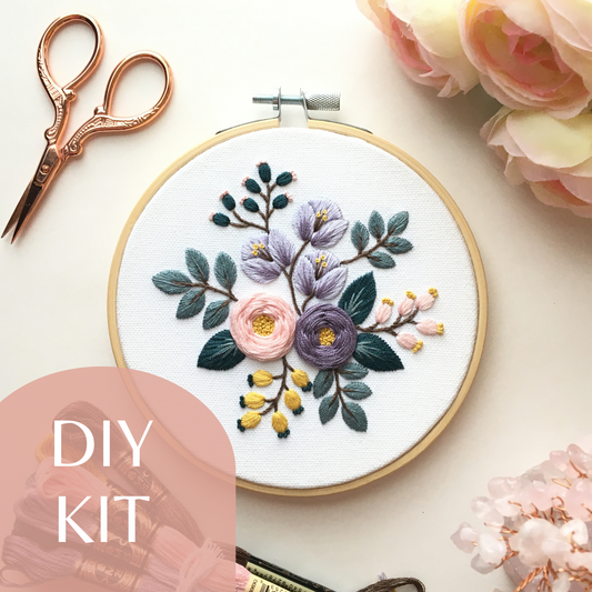 victorian bouquet embroidery kit by Eight22Crafts